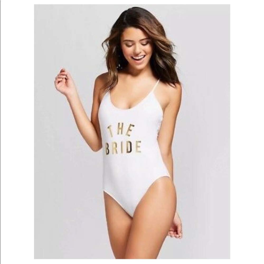 💛White bride one piece bathing suit